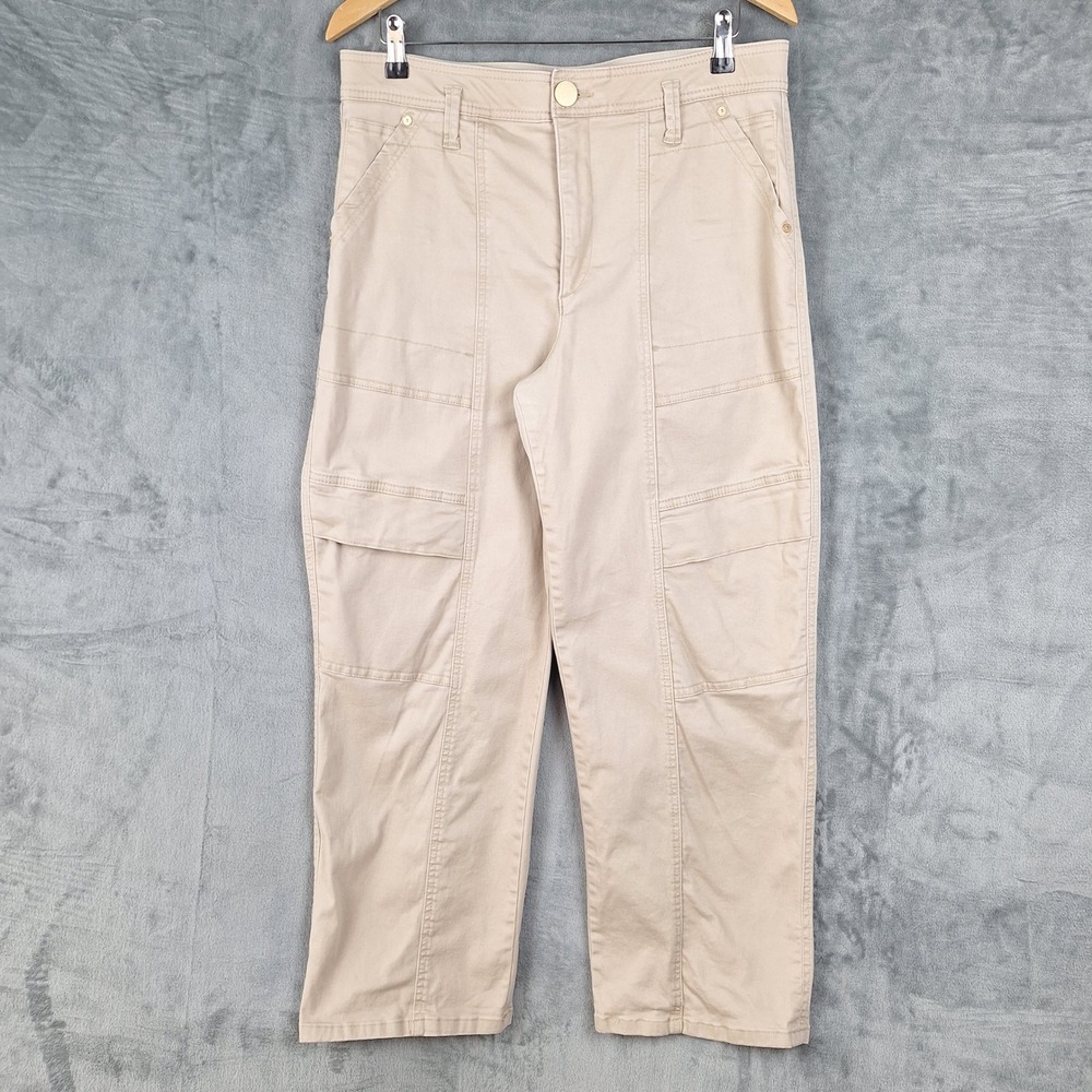 Democracy Pants Womens 14 Ab Solution Wide Leg Cargo Utility Khaki Gorpcore